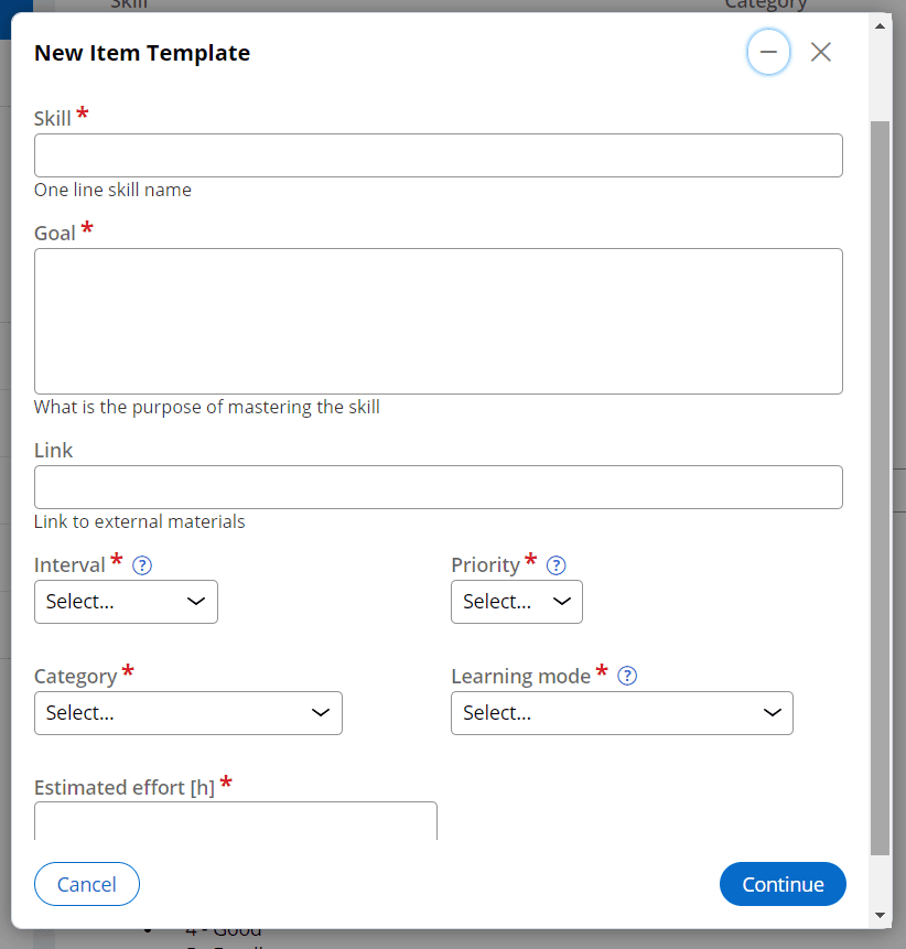 Newhire checklist app - Item templates