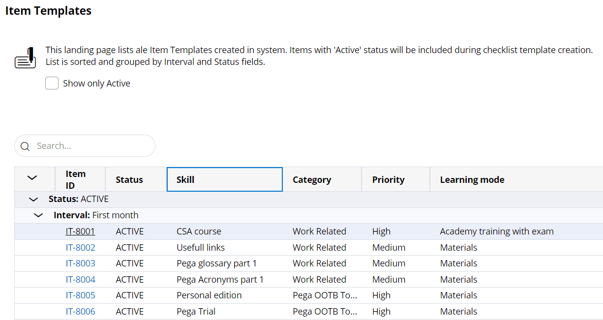 Newhire checklist app -List of items