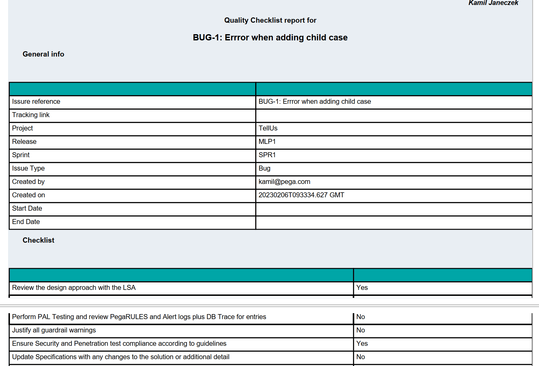 Quality checklist app - Generate PDF