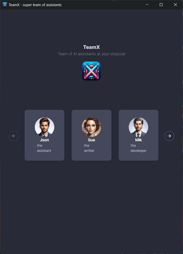 Team X app - Choose assistant