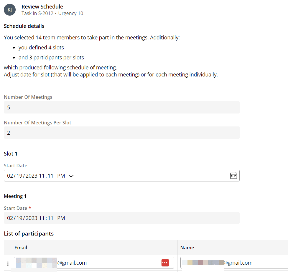 Watercoller app - review schedule