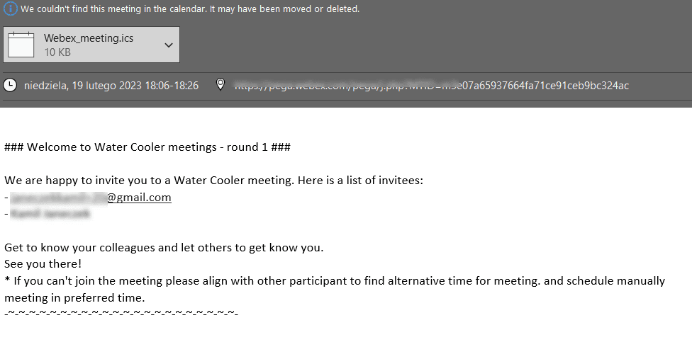 Watercoller app - email invitee